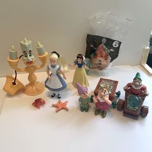 Disney and Mattel PVC’s 1993 Snow White & 3 Dwarfs, Doc Clip on NIB ,Lumiere